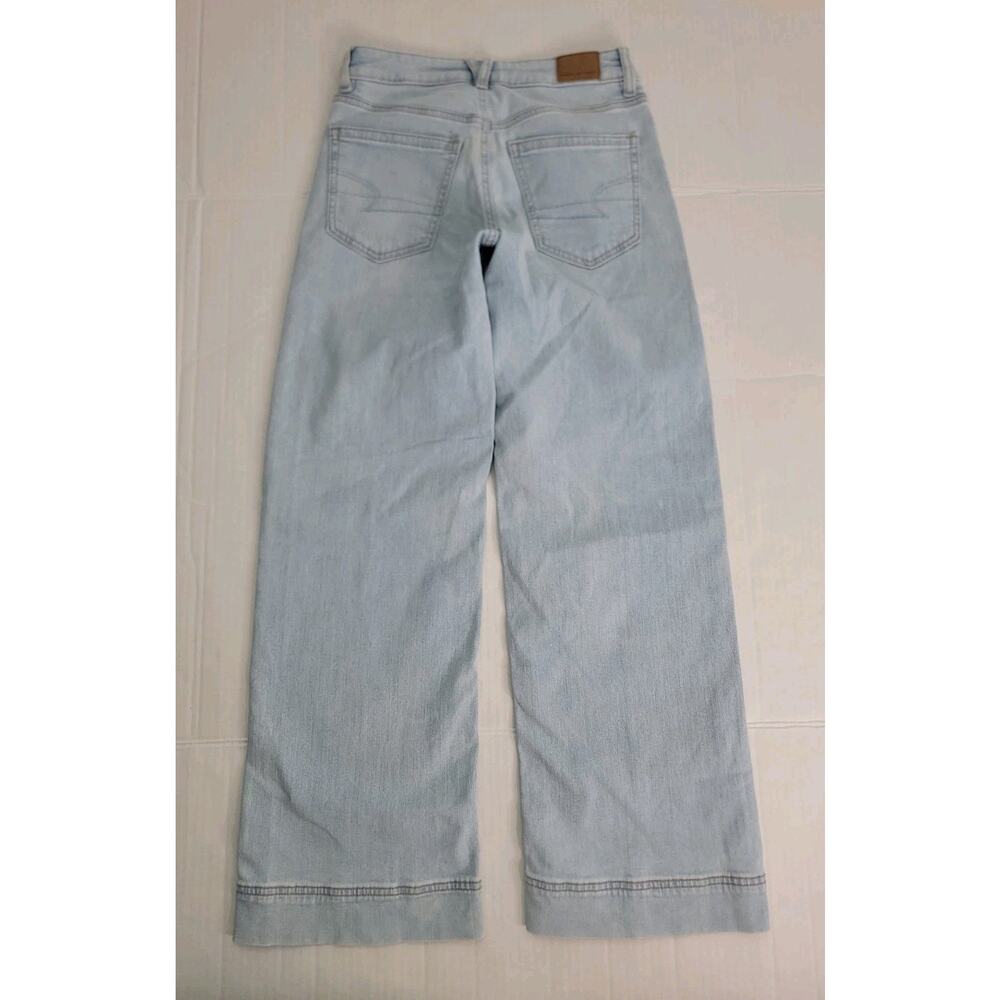 AMERICAN EAGLE Jeans Sz 000 Low Rise Baggy Wide Leg Drapey Light Wash Retro - Picture 10 of 12